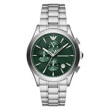 Gents Stainless Steel Armani Paolo 42mm Green Chronograph Watch