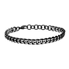 Gents Steelwear Stainless Steel Black Flat Curb Bracelet