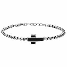 Gents Steelwear Stainless Steel Black Cross Bracelet