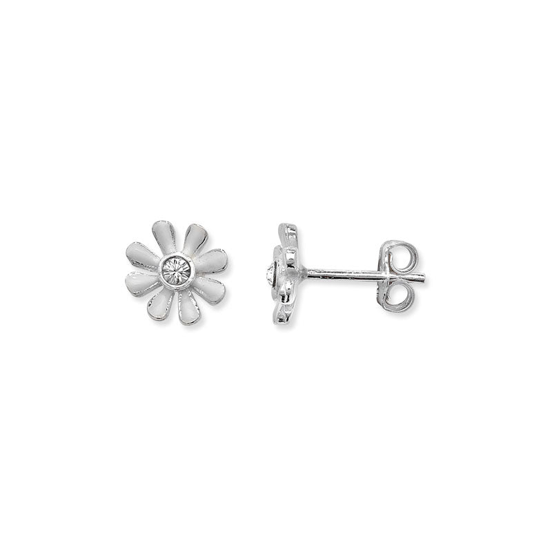 Sterling Silver CZ Flower Earrings