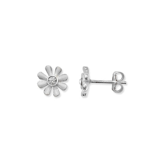 Sterling Silver CZ Flower Earrings