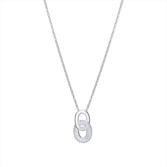Sterling Silver Oval CZ and Open Link Necklet