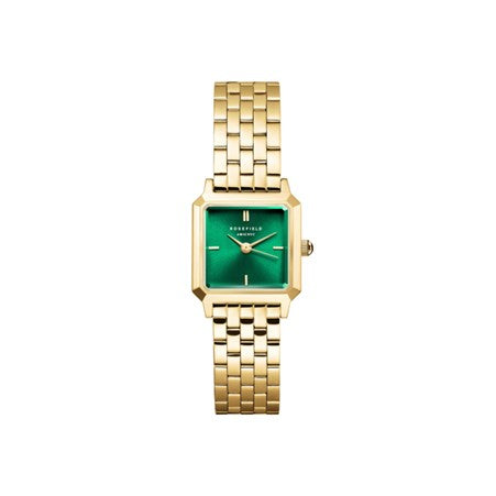 Ladies Rolled Gold Rosefield Boxelle Green Dial Watch