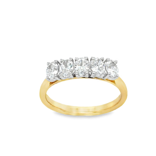 18ct 5 Stone Oval Eternity Diamond Ring .75ct