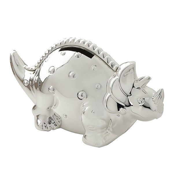 Silver Plated Dinosaur Money Box Christening Gift