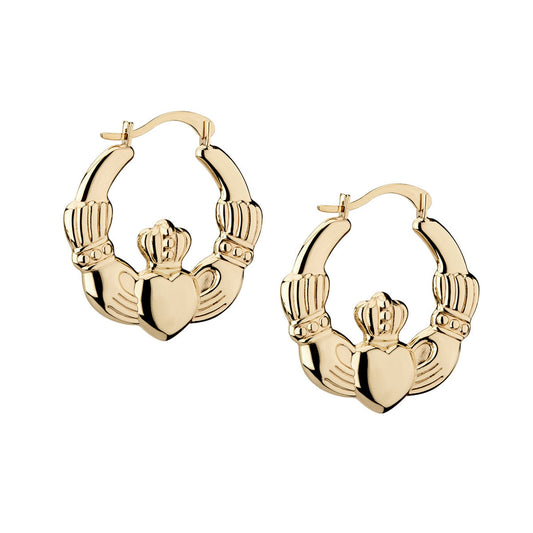 10ct Plain Claddagh Hoop Earrings