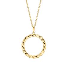 Sterling Silver Gold Plated Large Open Twist Circle Pendant