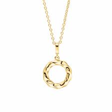 Sterling Silver Gold Plated Open Twist Circle Pendant