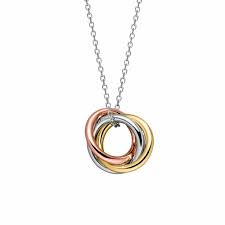 Sterling Silver 3 Colour Circle Knot Pendant