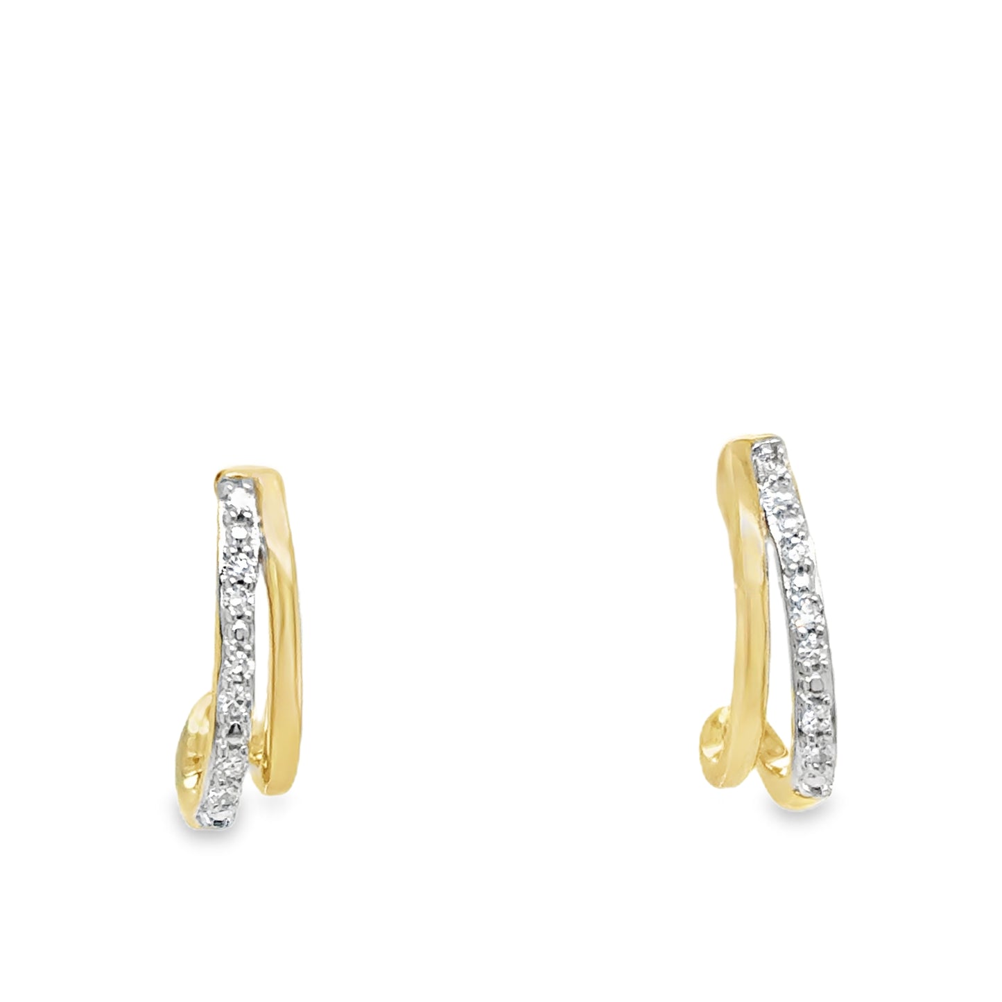 9ct Yellow Gold Two Line Diamond Set Earring .05ct