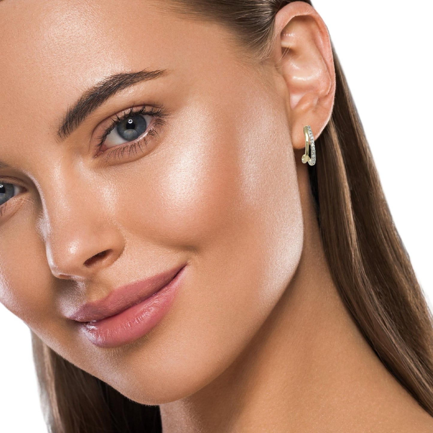 9ct Yellow Gold Two Line Diamond Set Earring .05ct