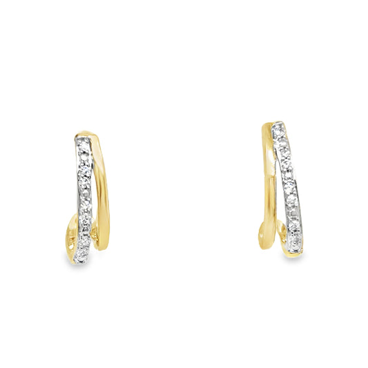 9ct Yellow Gold Two Line Diamond Set Earring .05ct