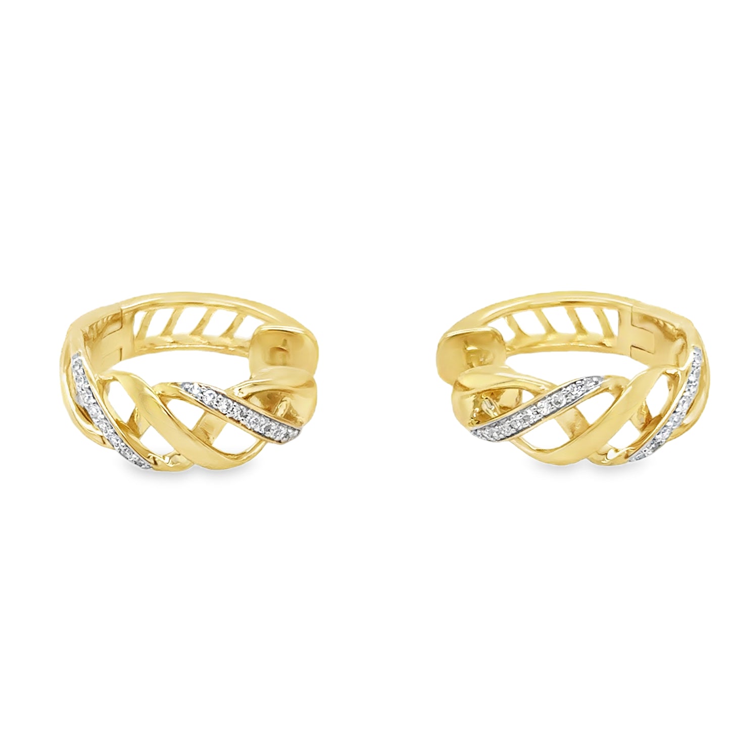 9ct Yellow Gold Knot Hoop Diamond Earrings .12ct