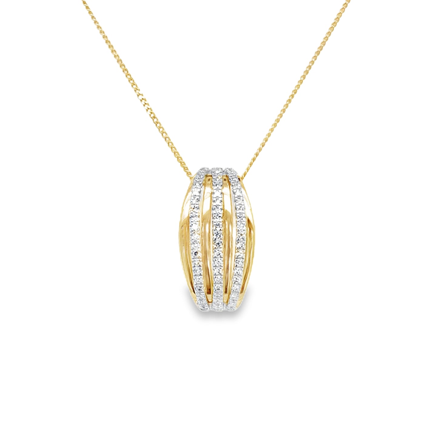 9ct Yellow Gold Triple Bar Diamond Pendant .15ct