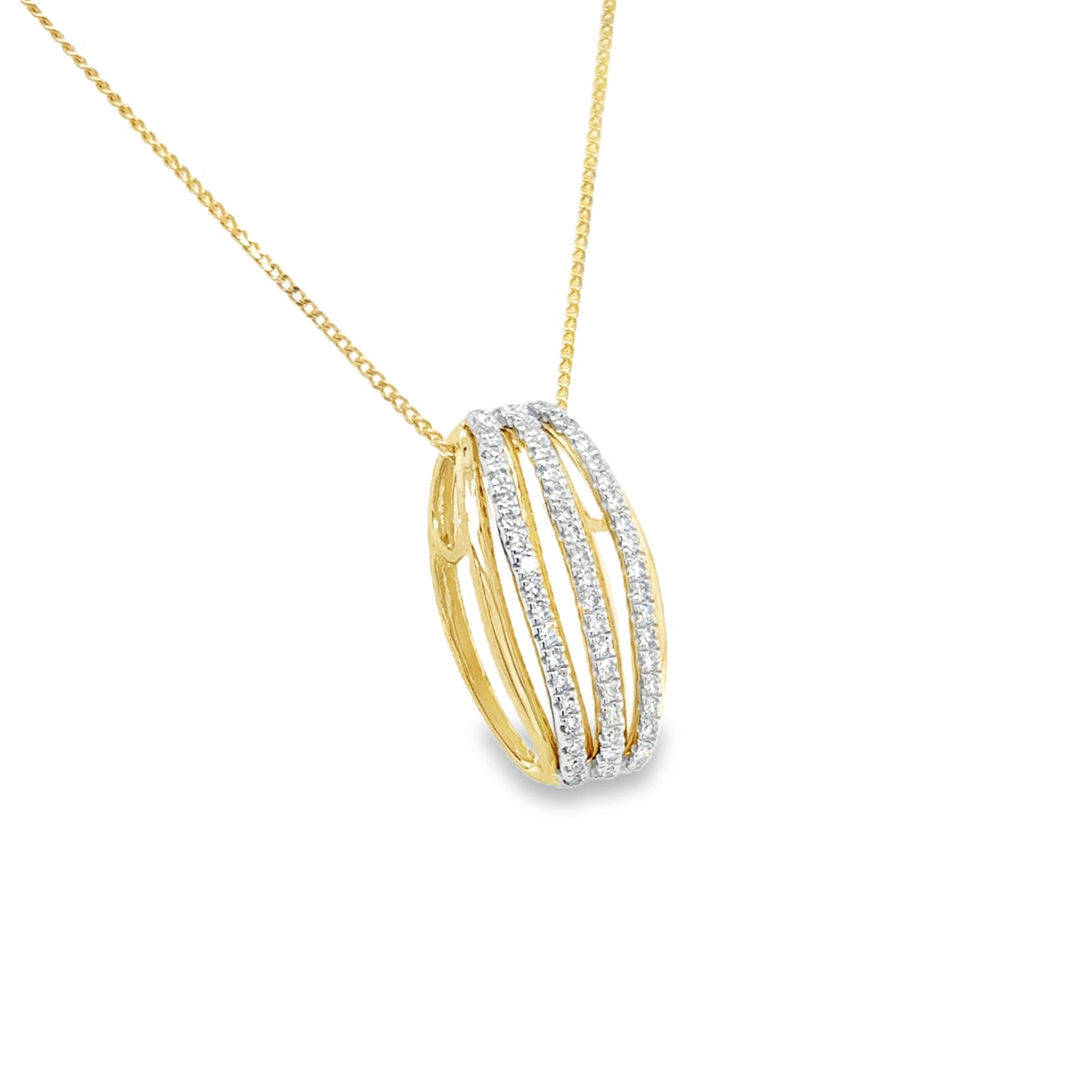 9ct Yellow Gold Triple Bar Diamond Pendant .15ct