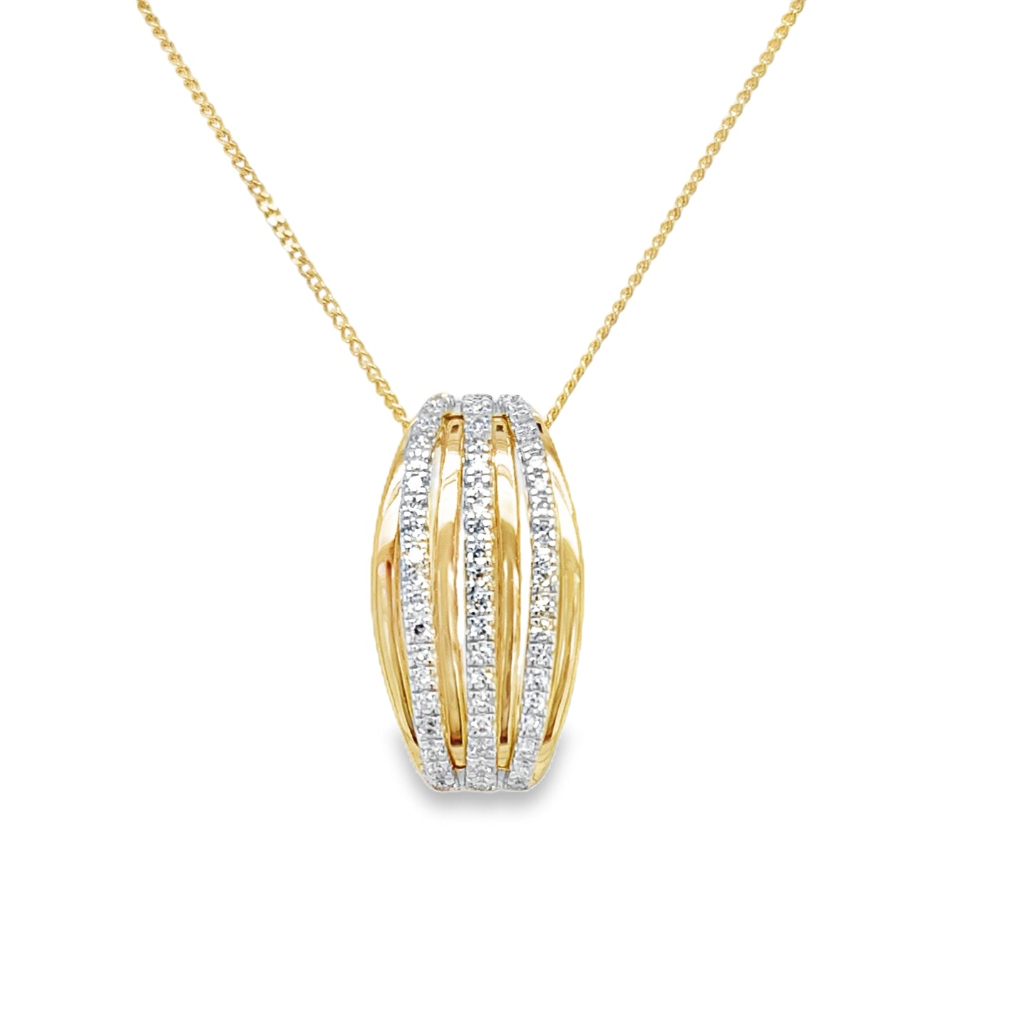 9ct Yellow Gold Triple Bar Diamond Pendant .15ct