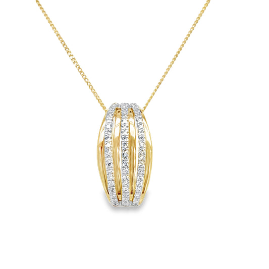 9ct Yellow Gold Triple Bar Diamond Pendant .15ct