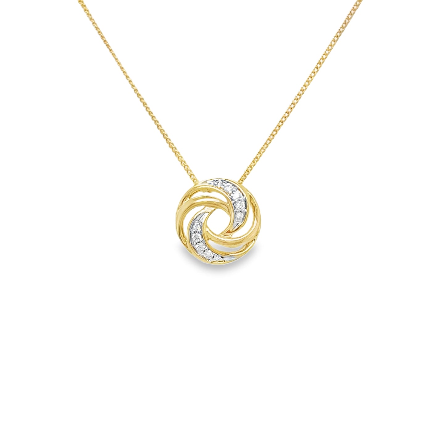 9ct Yellow Gold Diamond Swirl Pendant .05ct
