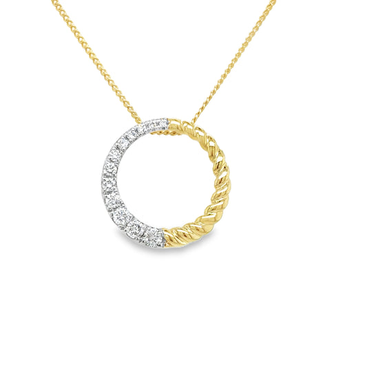 9ct Yellow Gold Open Twist Circle Diamond Pendant .15ct