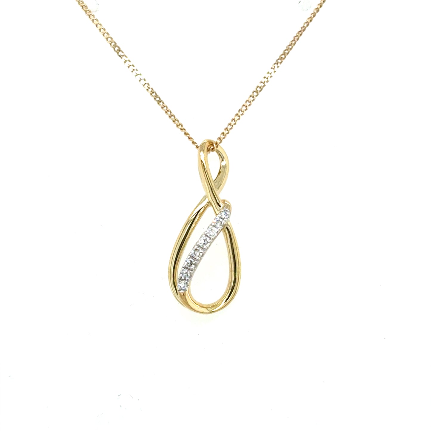 9ct Yellow Gold Diamond Set Infinity Pendant .05ct