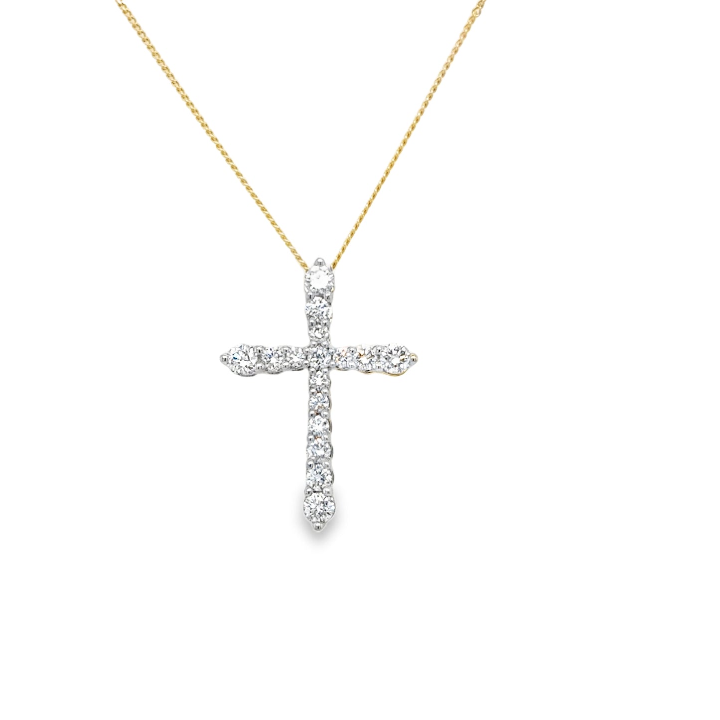 9ct Yellow Gold Diamond Set Cross Pendant .50ct