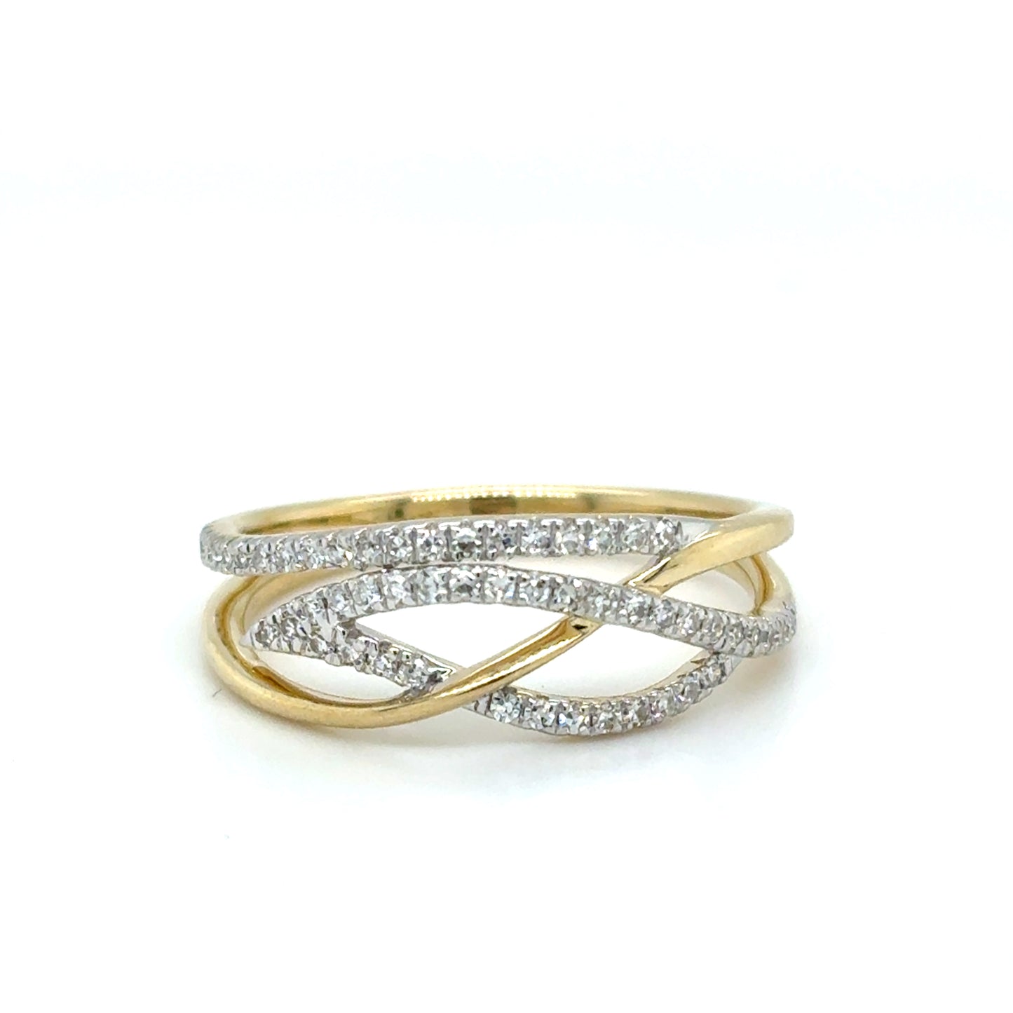 9ct Yellow Gold Open Diamond Set Wrap Ring .20ct