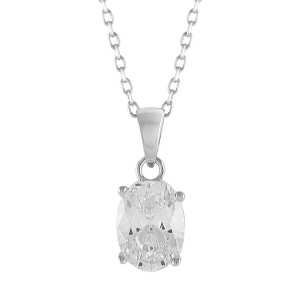 Sterling Silver Oval Cubic Zirconia Pendant
