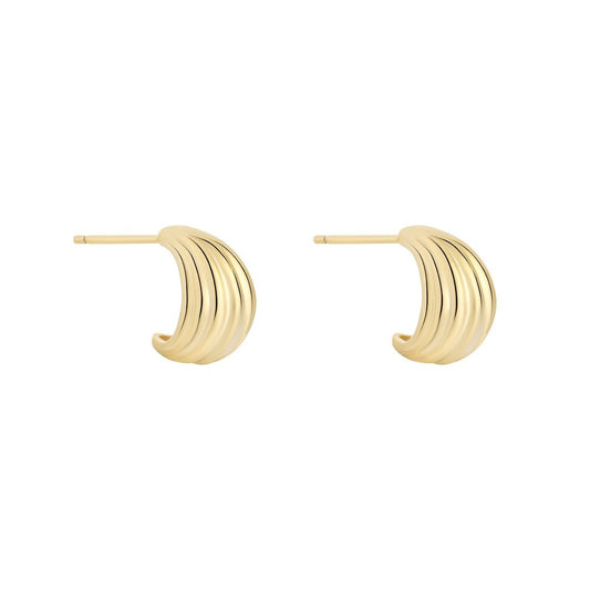 Sterling Silver Gold Plated Lined Huggie Curve Earrings