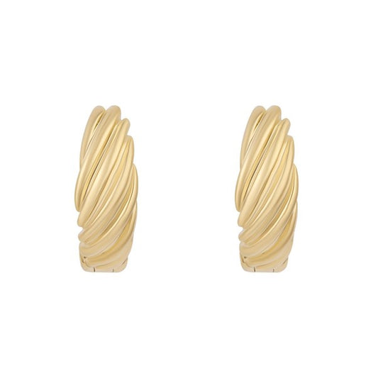 Sterling Silver Gold Plated Twisted Huggie Earrings