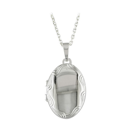 Sterling Silver Oval Locket With Swirl Edge