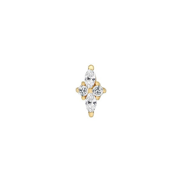 9ct Single CZ Flower Stud Earring