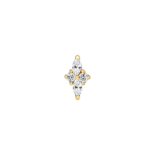 9ct Single CZ Flower Stud Earring
