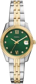 Ladies Two Tone Bracelet Scarlette Fossil Watch In Green