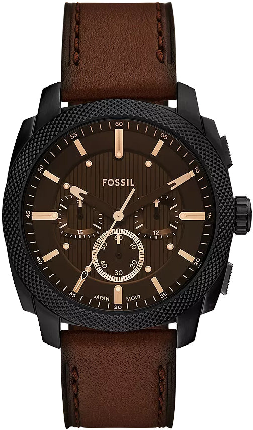 Gents Fossil Machine Chronograph Brown Dial & Strap