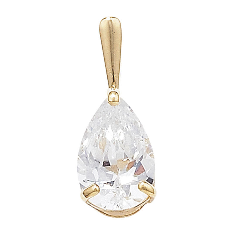 9ct CZ Pear Solitaire Pendant