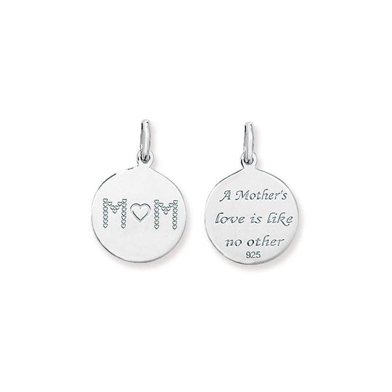 Sterling Silver Mom Engraved Disc