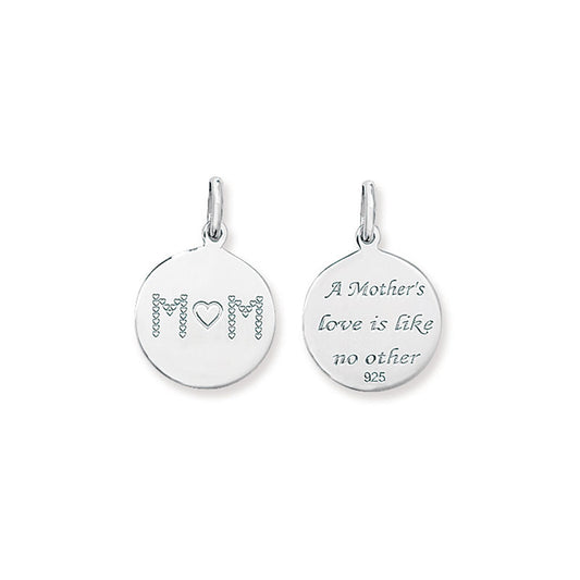 Sterling Silver Mom Engraved Disc