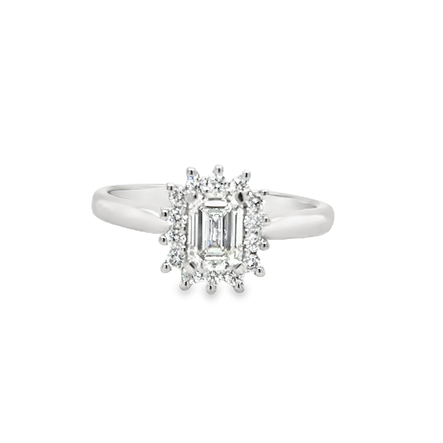 Platinum Emerald Cut Cluster Diamond Ring .75ct