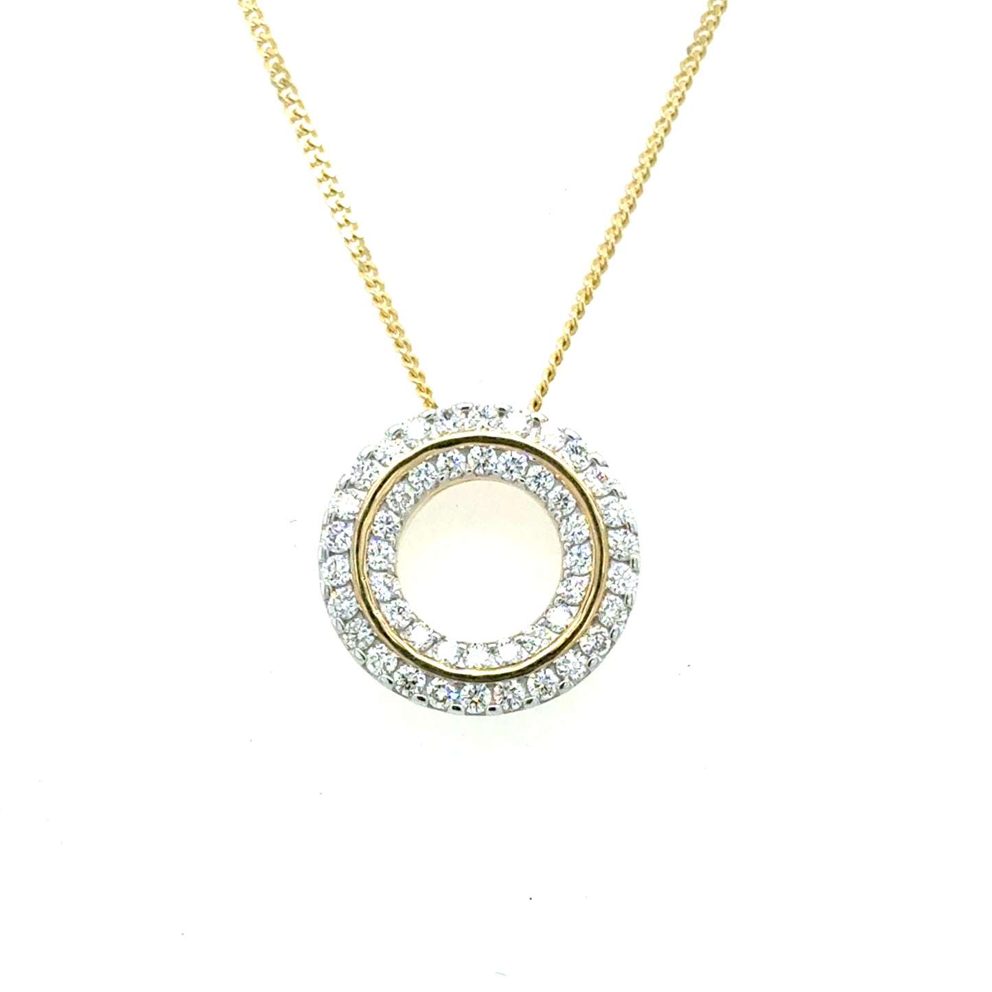 9ct Yellow Gold Double Circle Diamond Pendant .50ct