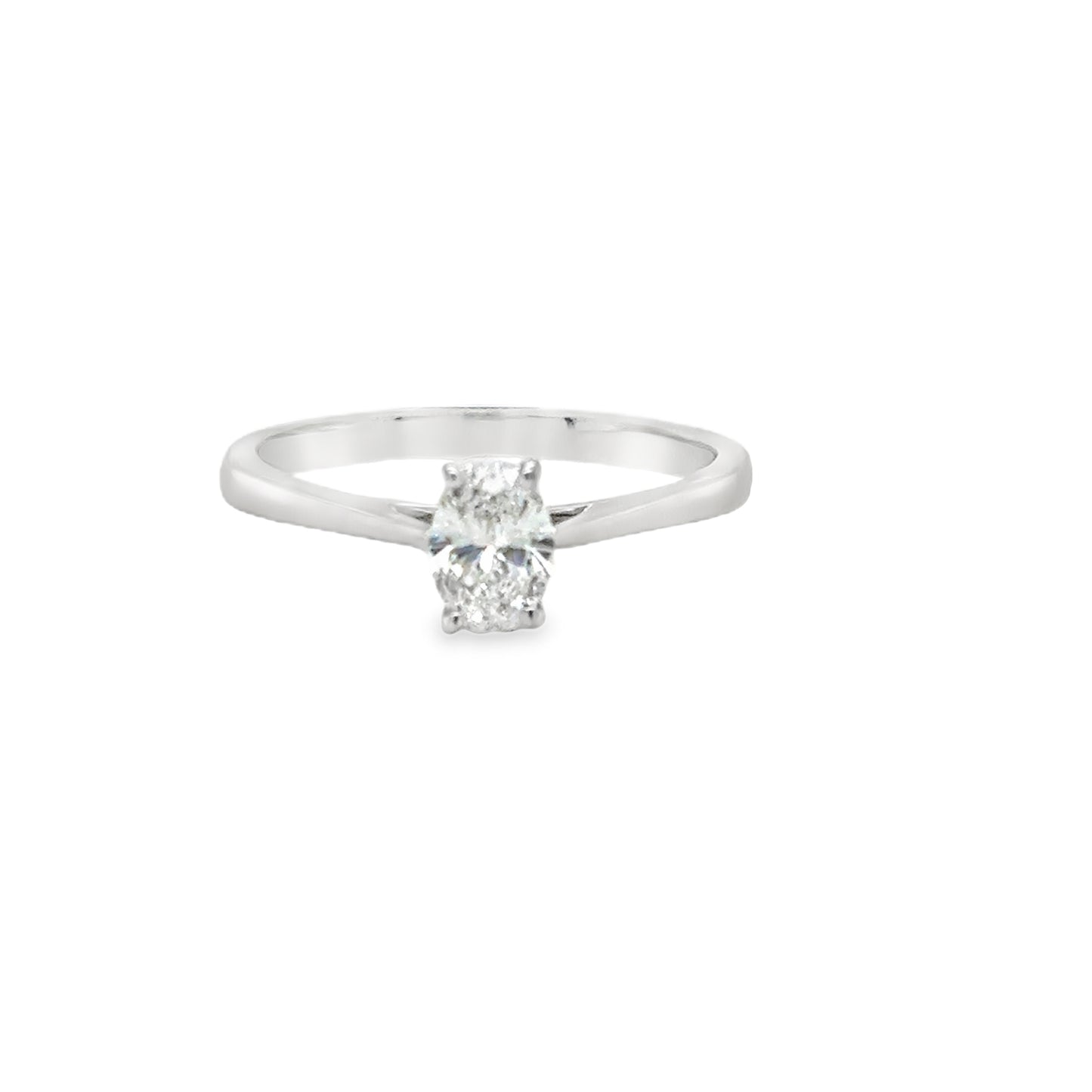 Platinum Oval Solitaire Diamond Ring .48ct