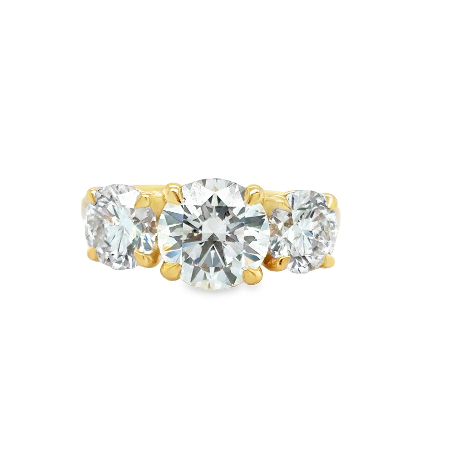 18ct 3 Stone Round Brilliant Cultured Diamond Ring 4.00ct