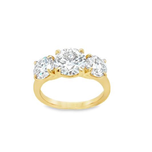 18ct 3 Stone Round Brilliant Cultured Diamond Ring 4.00ct