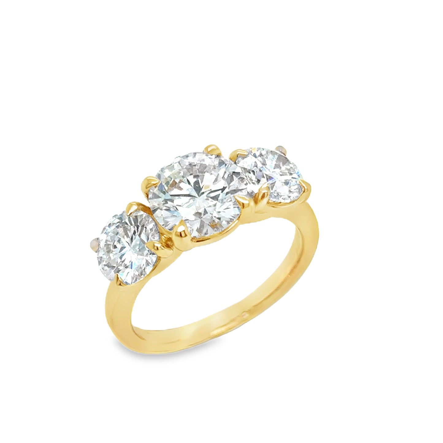 18ct 3 Stone Round Brilliant Cultured Diamond Ring 4.00ct