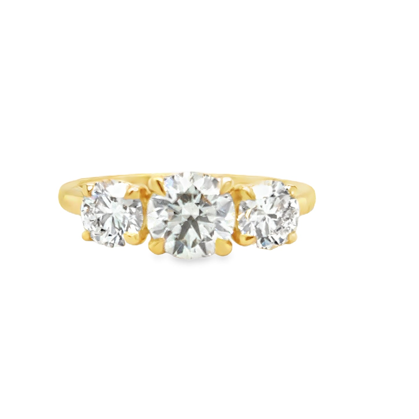 18ct 3 Stone Round Brilliant Cultured Diamond Ring 2.00ct