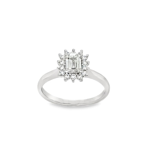Platinum Emerald Cut Cluster Diamond Ring .75ct