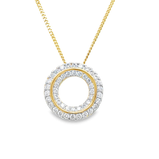 9ct Yellow Gold Double Circle Diamond Pendant .50ct