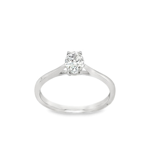 Platinum Oval Solitaire Diamond Ring .48ct
