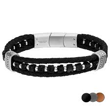 Steelwear Leather and Steel Bead Multistrand Bracelet