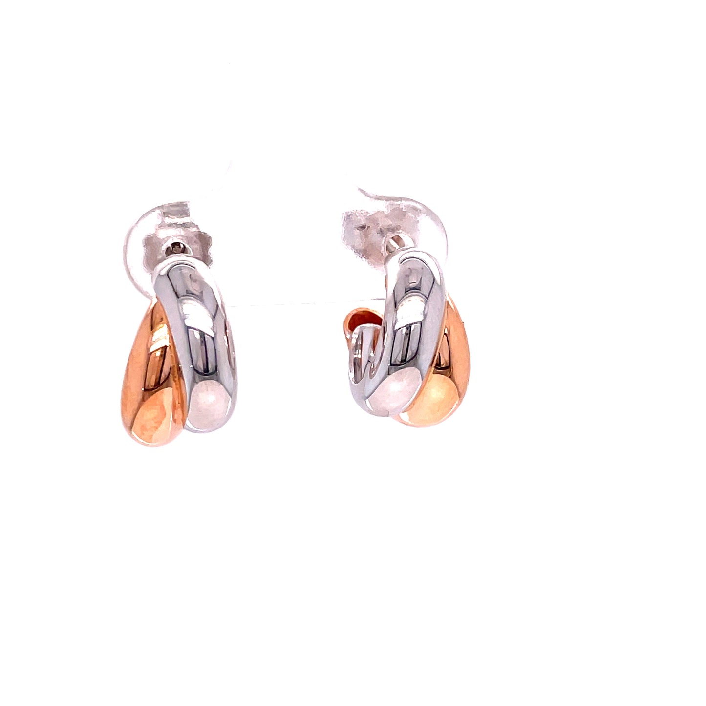 Sterling Silver & Rose Plated Double Loop Earring