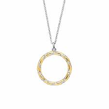 Sterling Silver Gold Plated CZ Open Circle Pendant